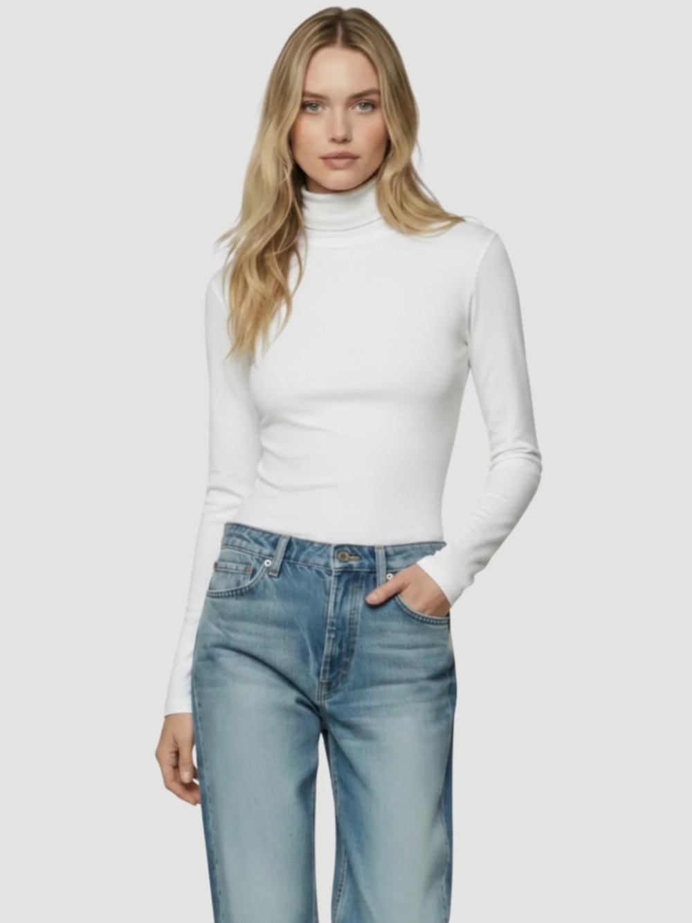 Majestic Filatures Soft Touch White Long Sleeve Turtleneck Size 3 US Medium